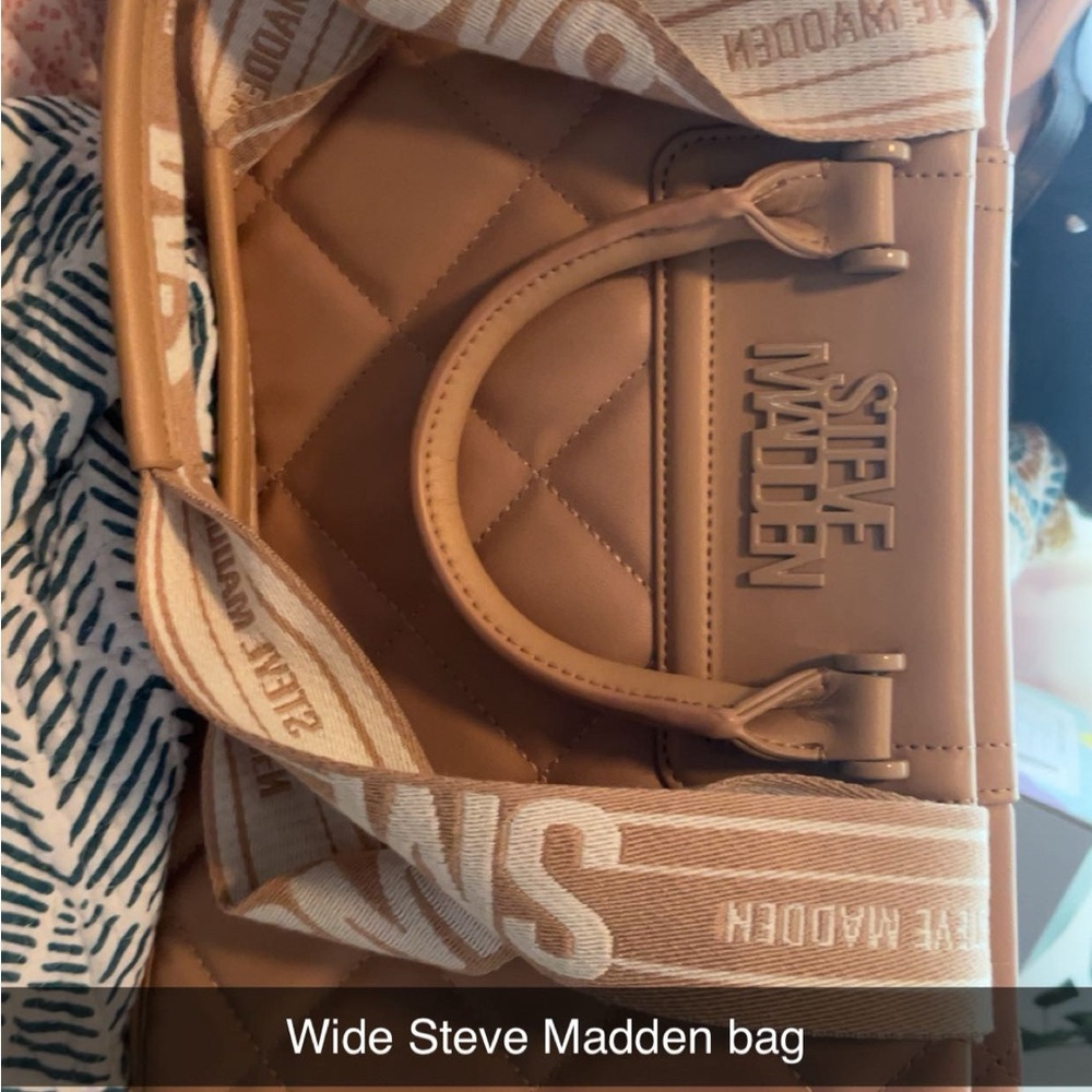 Steve Madden Tan Duffel Bag with Quilted Design